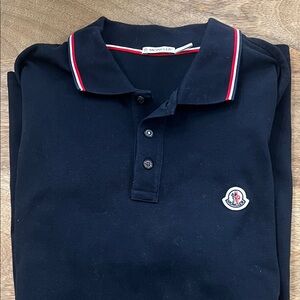 Moncler Navy Polo Shirt with Red and White Trim